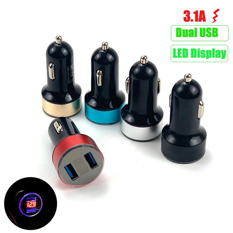 Автомобильное зарядное устройство с двумя USB-портами 3 1 А светодиодный дисплей