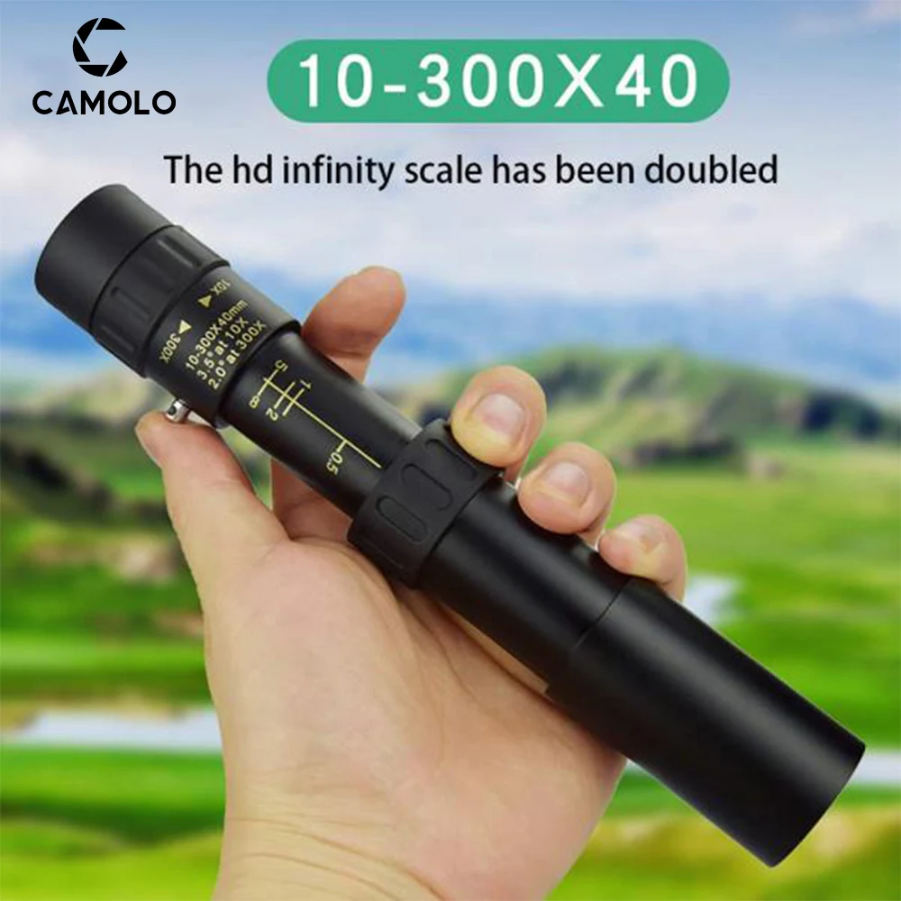 

Monocular Telescope 4K 10-300X40Mm Super Telephoto Zoom Portable Monocular Telescope W/tripod + Clip for Outdoor Sport