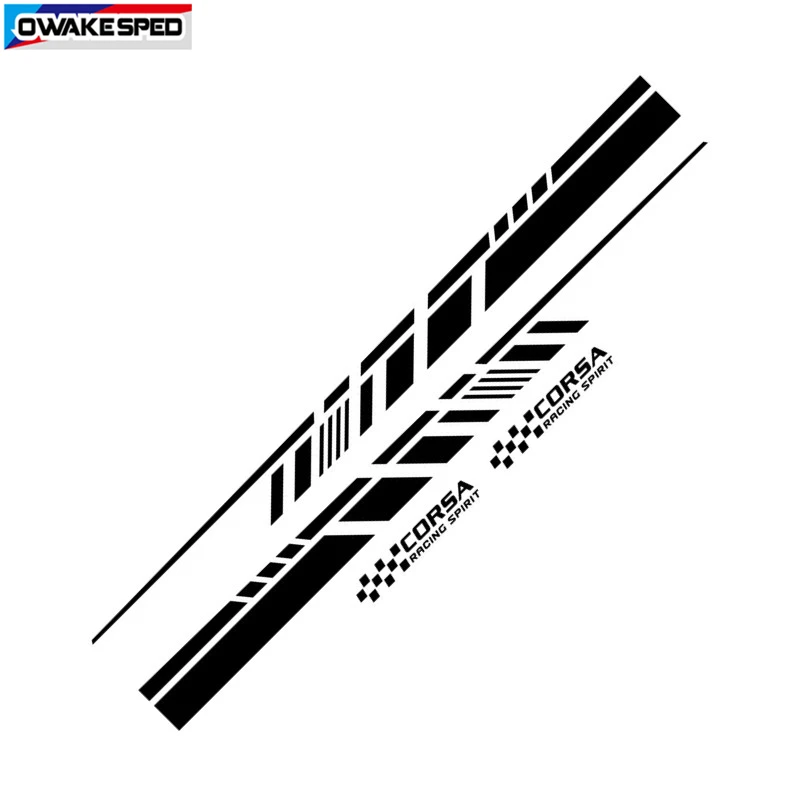 Racing Sport Stripes Car Door Side Decor Sticker For Opel-Corsa OPC 3-5 Doors Auto Body Vinyl Decals Exteiror Accessories | Автомобили и