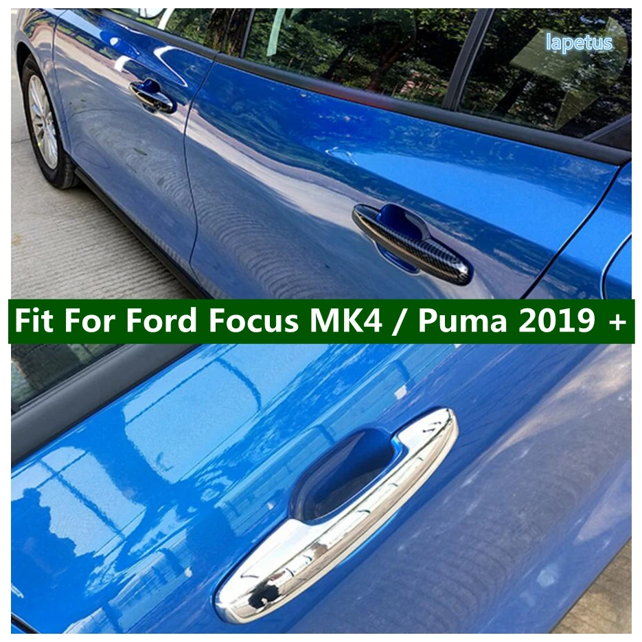 

Lapetus Outside Door Pull Doorknob Handle Cap Protection Cover Trim Chrome / Carbon Fiber For Ford Focus MK4 / Puma 2019 - 2021
