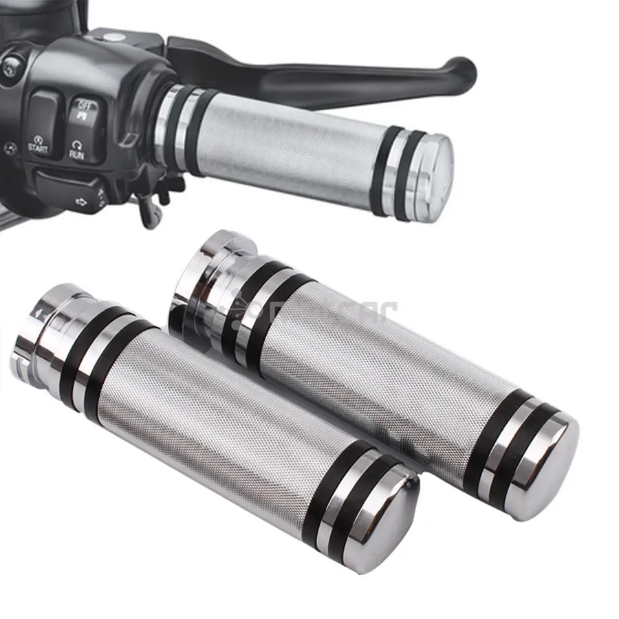 1 дюймов 25 мм Серебристые алюминиевые мотоциклетные рукоятки с рукояткой