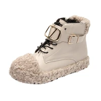 2020 women ankle boots winterautumn unique designer shoes lamb wool black beige large fashion female outdoor casual sneakers