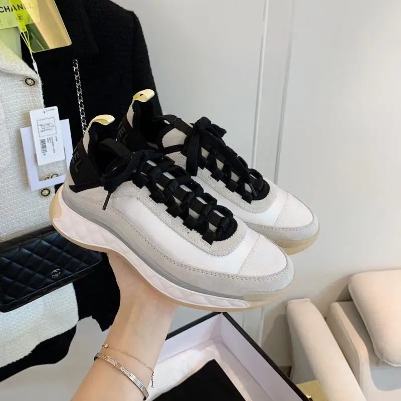 

top quality HOT SALE New Velvet Calfskin & Mixed Fibers Ivory women sneakers fashion casual Designer luxury lace up shoes 35-45