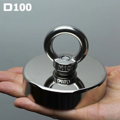 D100 (max 230KG) 1 шт./партия, сильное магнитное железо, речная рыбалка, приспособление для ловли рыбы, высокопрочный магнит, Круглый Мощный магнит - Цвет: D100 (max 230KG)