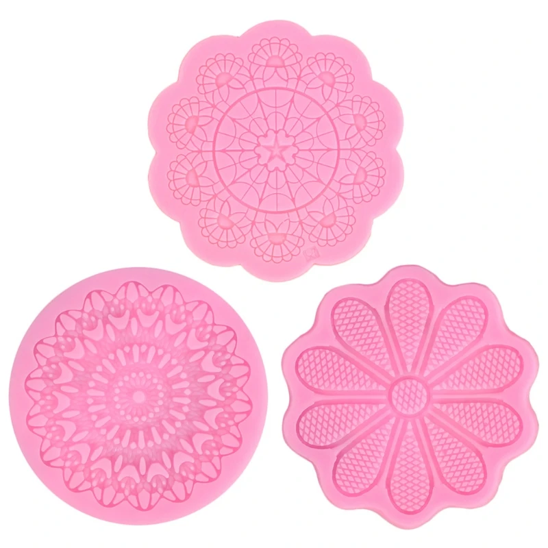 

3 Styles Handmade Lace Flower Resin Casting Molds Embossing Lace Fondant Moulds Vintage Flower Cake Decorating Tools