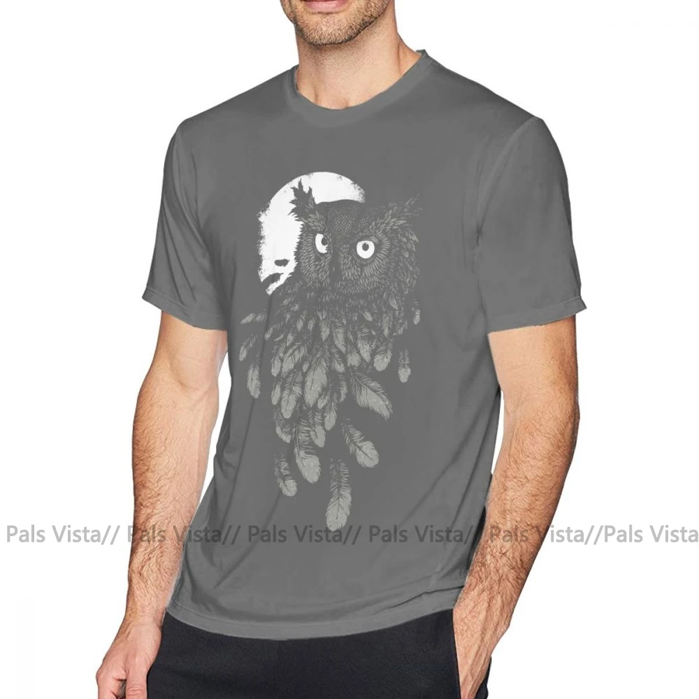 Мужская футболка с изображением совы исчезающая в ночи размера плюс 100 хлопок