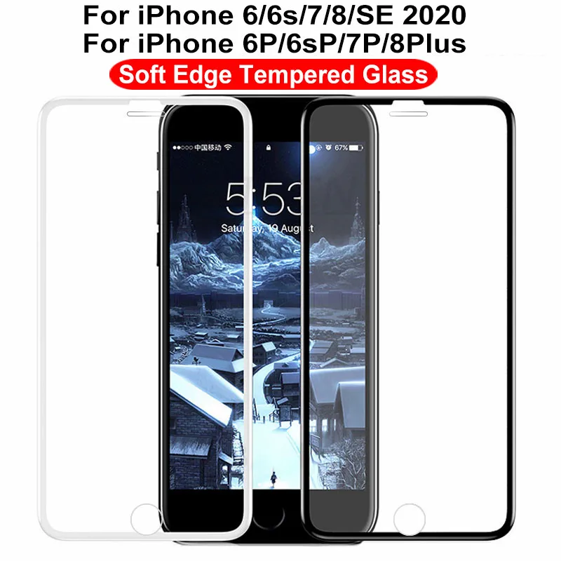 

Защитное стекло 9D с закругленными краями для iphone SE 2020, 7, 8 Plus, 8, 7, 6, 6S Plus