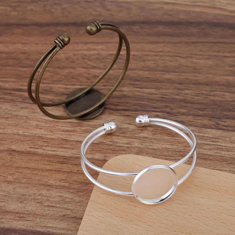 Разноцветные открытые оправы для браслета манжеты 20 мм 25 27 Круглые Гладкие