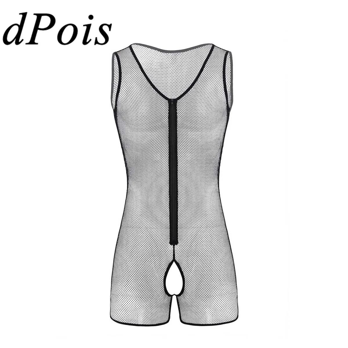 Мужское боди без бретелей прозрачная в крупную сетку цельное нижнее белье