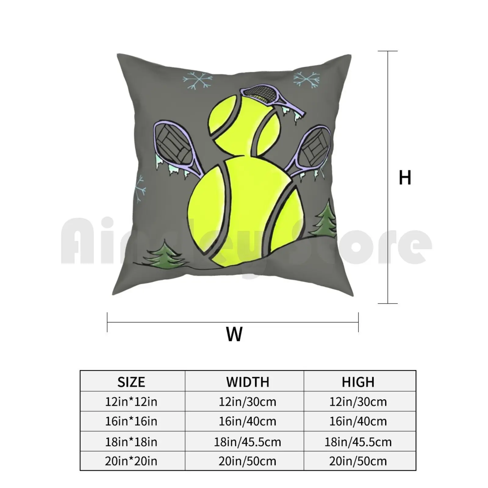 Теннисный мяч снеговик с ракетки для настольного тенниса зимой подушка чехол
