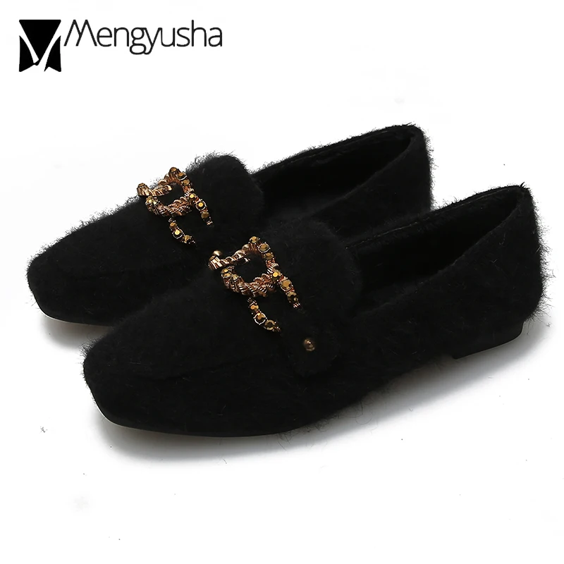 Женская зимняя обувь на плоской подошве из меха норки женские плюшевые Мокасины
