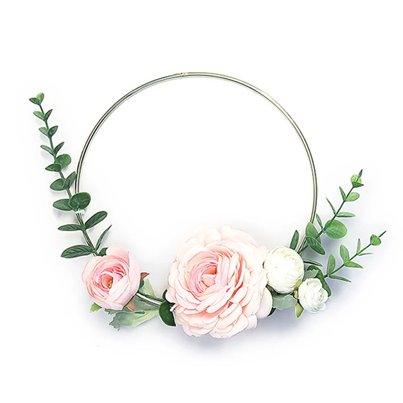 

Gold Metal Ring Flower Wreath Garland Wedding Decoration For Weddings Bridal Shower Home Party Decoration Catcher Hoop Iron Ring