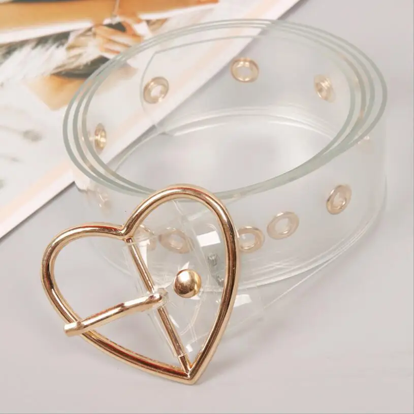 

Fashion All-match Transparent Ladies Belt Resin Plastic Belt Porous Needle Suspender Ring Heart-shaped Buckle Belt