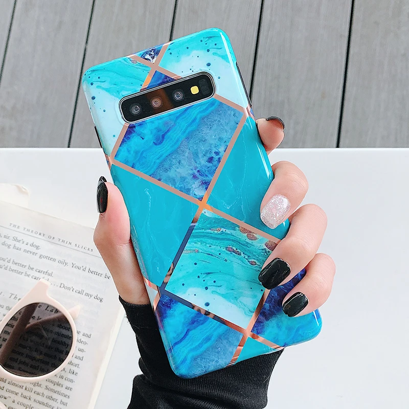 YHBB чехол с геометрическим покрытием разноцветный мраморный мягкий для samsung Note 10 8