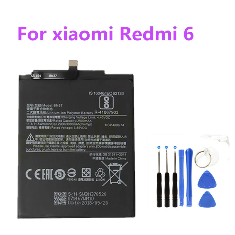 BN37 телефон Встроенный аккумулятор замена батареи 2900mAh для Xiaomi mi красный mi 6/6A+ Бесплатные инструменты