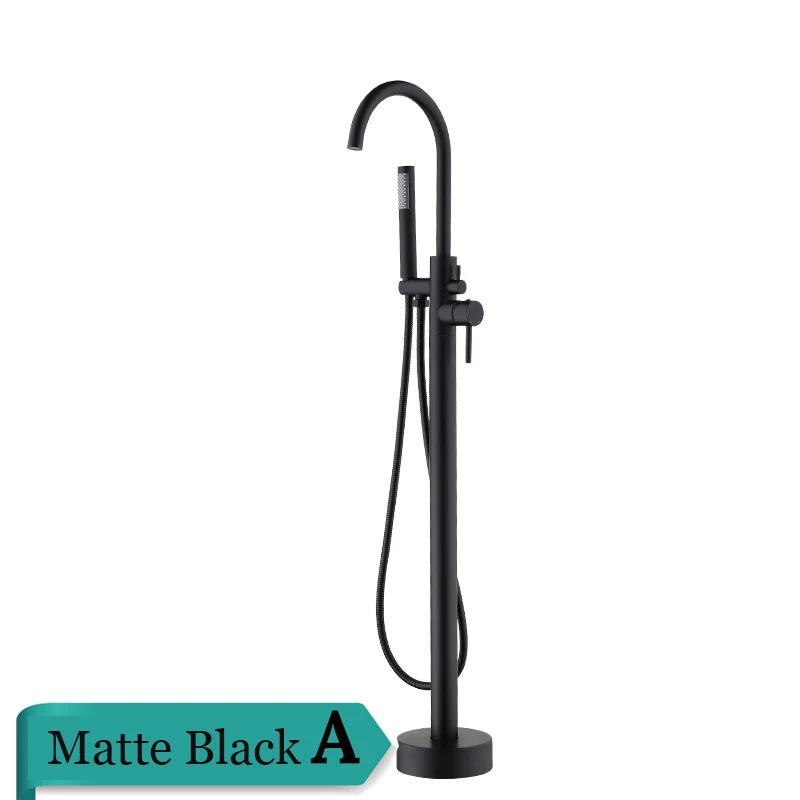 matte Black A Напольный хромированный кран для ванны и ванны, стоячий смеситель для ванны, однорычажный смеситель для ванны - Цвет: matte Black A