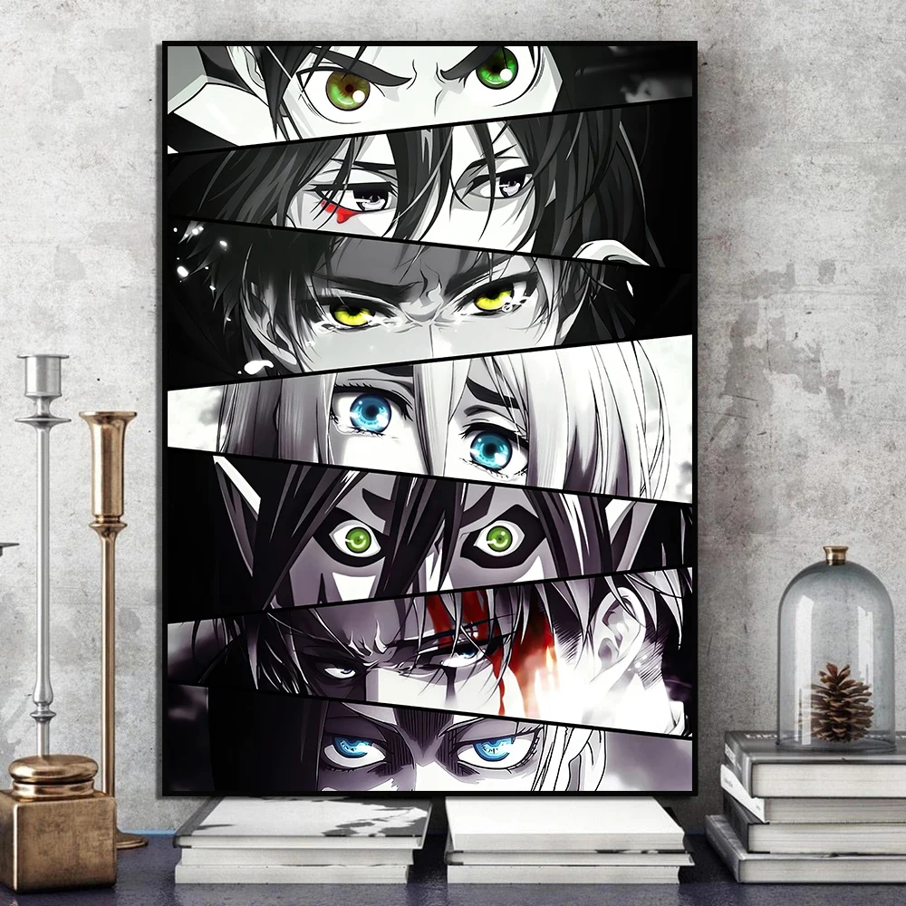 

Attack on Titan Role Eyes Japan Anime Posters Pictures Canvas Wall Art Home Decor Paintings Living Room Decoration Accessories