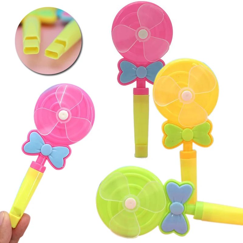

3Pcs Mini Whistle Windmill Plastic Windmill Small Toy Candy Color Nostalgic Toy Children's Educational Casual Toys