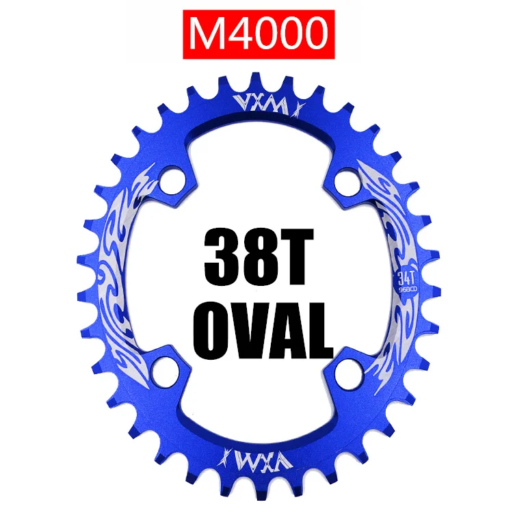 Велосипедная цепь VXM 96BCD 32T 34T 36T 38T MTB, узкая широкая цепь, овальная цепь, велосипедная шатунная пластина, запчасти для велосипеда - Цвет: Oval 96BCD 38T Blue