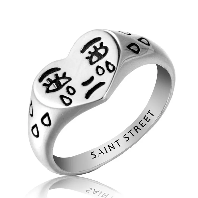 

MFY Ring For Women Girls Charm Fashion Women Jewelry Vintage Silver Color Crying Face Punk Hip Hop Accessories