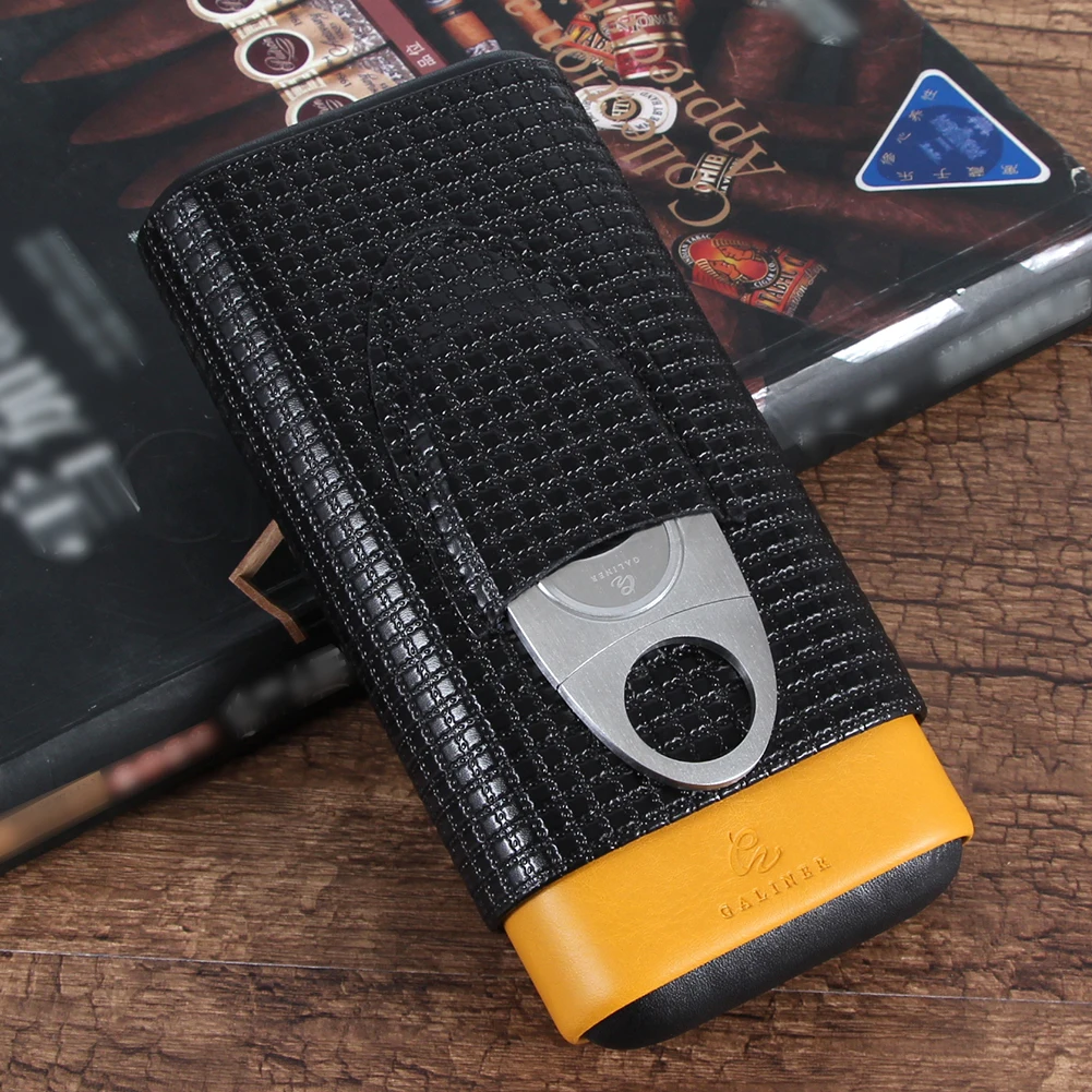 GALINER портативный кедровый чехол для сигар кожаный с 3 трубками коробка