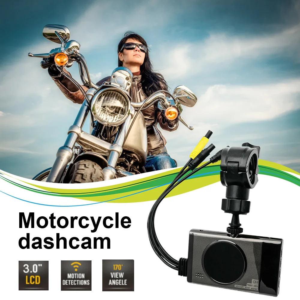 

Motorcycle Driving Recorder Dustproof Waterproof Dual Lens Motorbike DVR Camera Video Dash Cam Front Rear Recorder