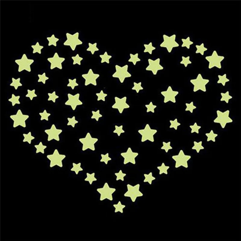 100 шт. 3D Звезды Светятся В Темноте Светящиеся Люминесцентные Пластиковые Стены