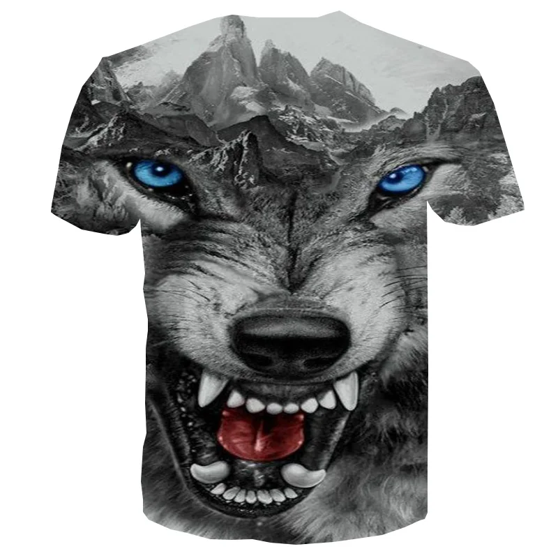 Мужская футболка UNEY с изображением лесного волка футболки коротким рукавом
