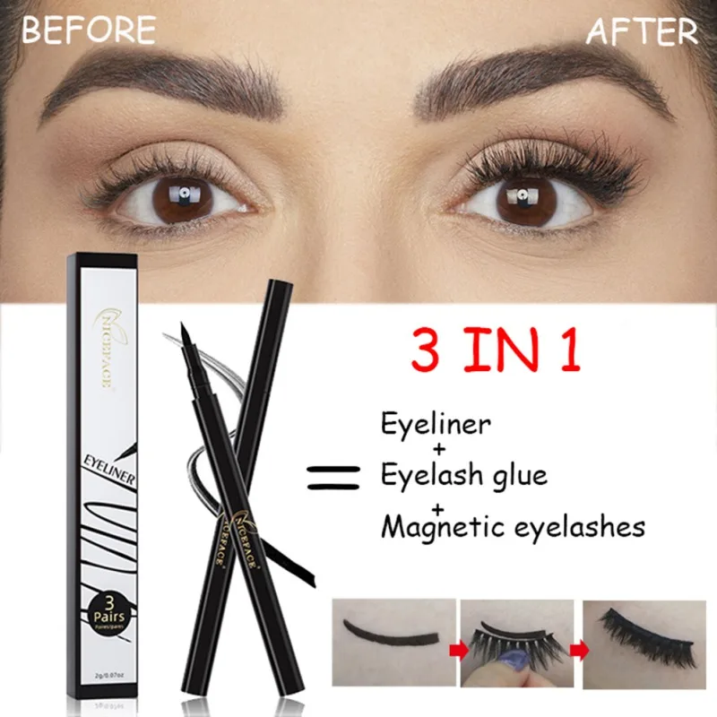 Волшебная подводка для глаз без клея магнита накладные ресницы быстро прилипают