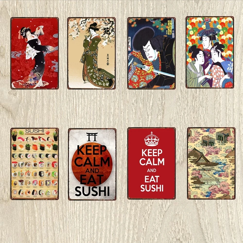 

Keep Calm And Eat Sushi Japan Travel City Plaque Metal Vintage Tin Sign Wall Bar Restaurant Home Shop Decor 30X20CM