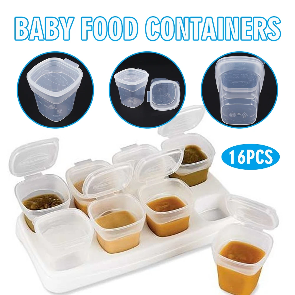 

16pcs Ice Freezing Cubes Tray Storage Box Containers Baby Weaning Food Container Pigment Paint Box Palette Disposable Box
