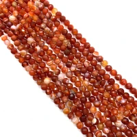 round beads natural stone faceted red striped agate fashionable for jewelry making diy handmade creative bracelet accessories