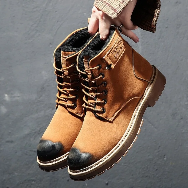 Новые мужские ботинки Сапоги для верховой езды зимние плюшевые теплые