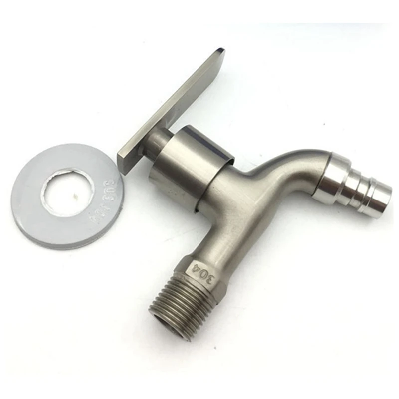 

Silver Wire Drawing Washing Machine Faucet Laundry Fast Open Bibcock Garden Alloy Metal Spigot Sink Water Tap Bathroom Stopcock