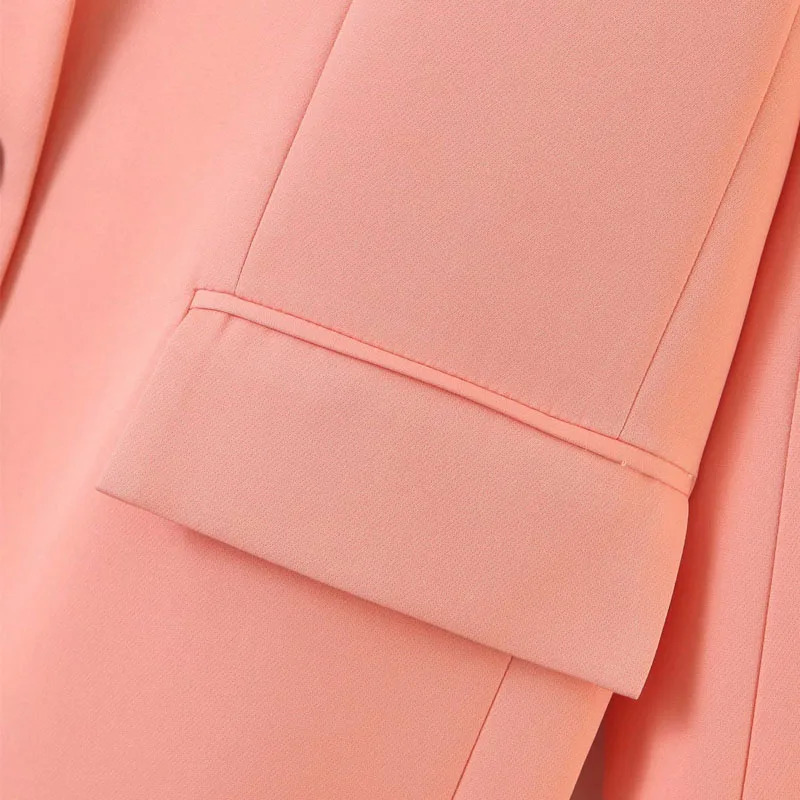 

Pink Single-breasted Long-sleeved Lapel Casual Casual Wild Chic Women's Coat Professional Simple One-piece Female Suit