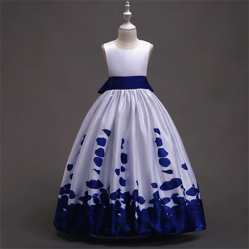 Children Communion Dresses for Kids Girls Princess Graduation Gowns Teenger Formal Flower Printed Wedding Ceremony |