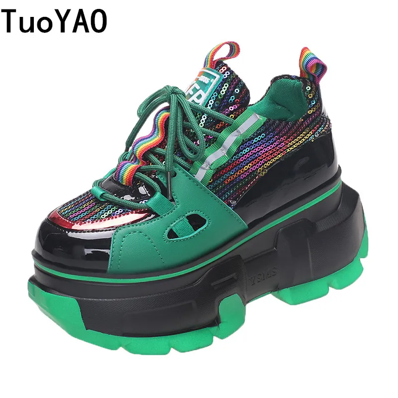 

Spring Women Chunky Sneakers Thick Bottom Breathable Wedge Sport Shoes Woman High Platform Casual Dad Shoes Zapatos De Mujer 8CM