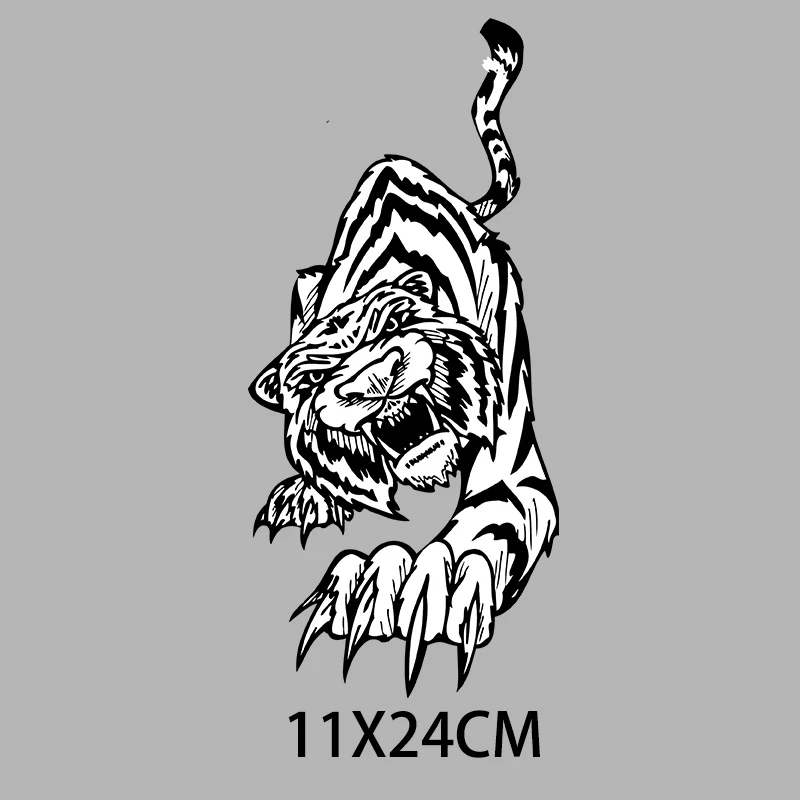Панк дикие животные патчи для одежды мужчины мальчики, термотрансферные наклейки, белый черный тигр, гладкая переводная наклейка, стойкая к стирке, термопатч.