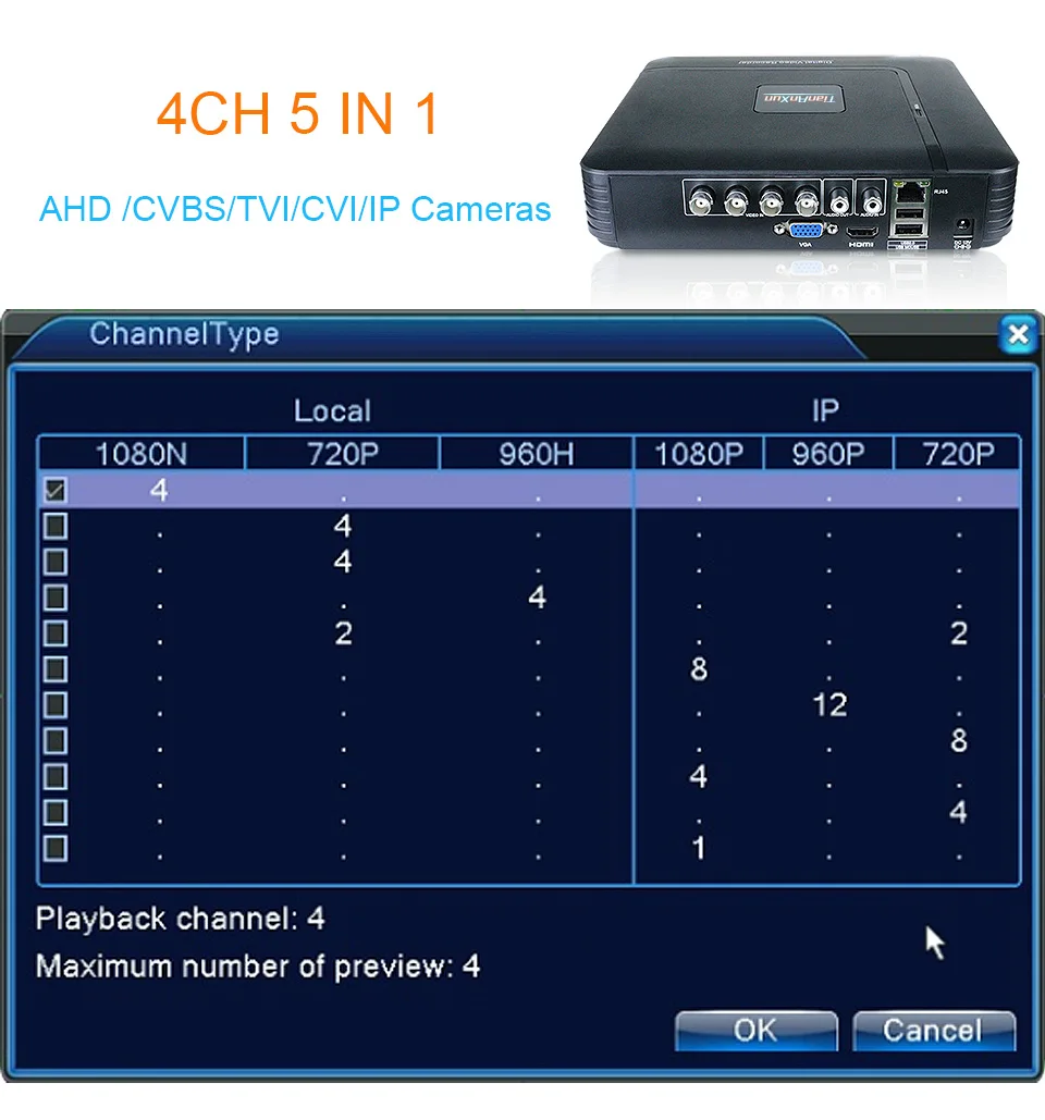 Tiananxun H.264 ahd DVR 8ch видео регистратор системы наблюдения 4Ch CCTV системы безопасности 1080N Гибридный мини dvr для аналоговой камеры Ip