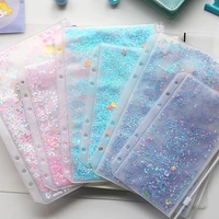 fromthenon cute sequin shake cards 6 holes decoration inner bags planner notebooks accessoriesfine zipper item organizer pocket