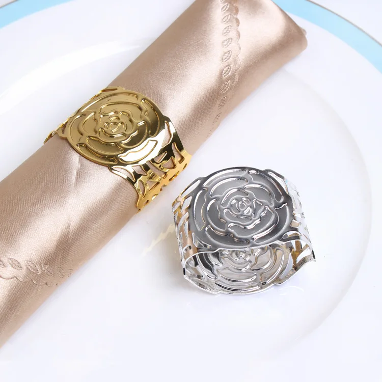 

Hotel model room dining table accessories napkin ring wedding double-sided rose napkin buckle seat napkin ring