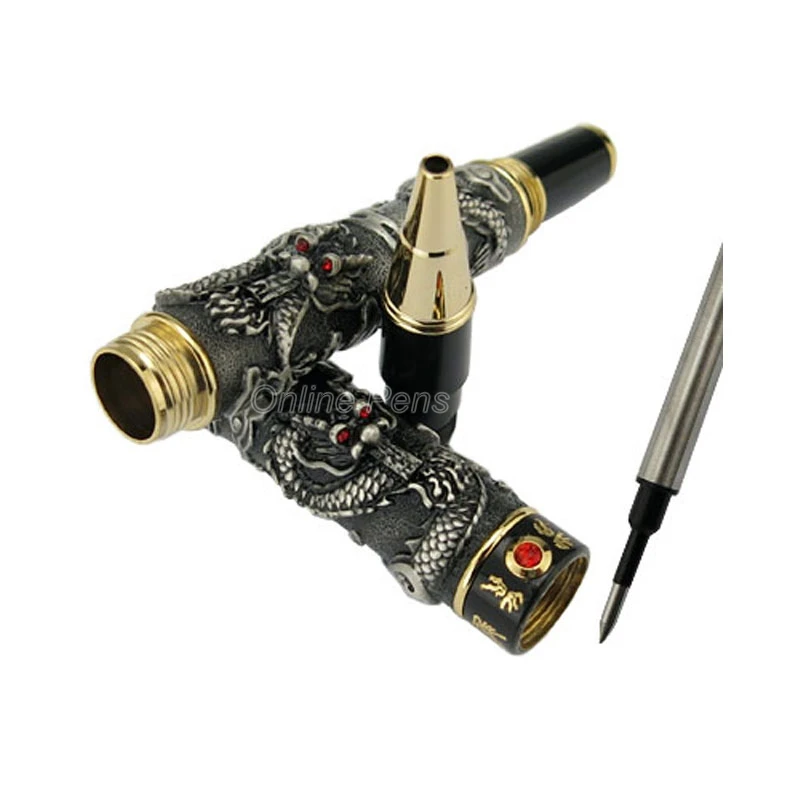 Шариковая ручка Jinhao в китайском стиле двойной дракон играющий жемчуг резьба по