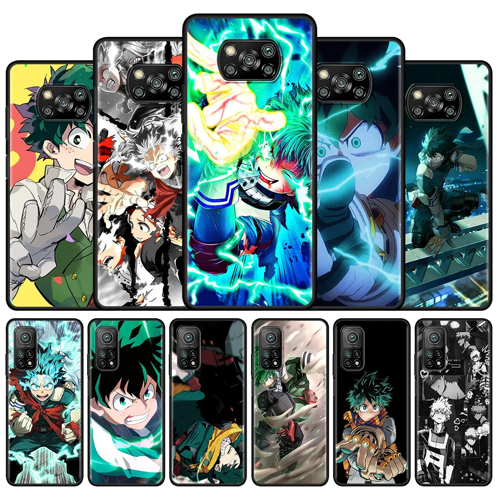 

My Hero Academia Midoriya Funda For Xiaomi Poco X3 NFC M3 Pro 5G F1 F3 GT Phone Case Black Soft Cover X3Pro X3GT TPU Coque Shell