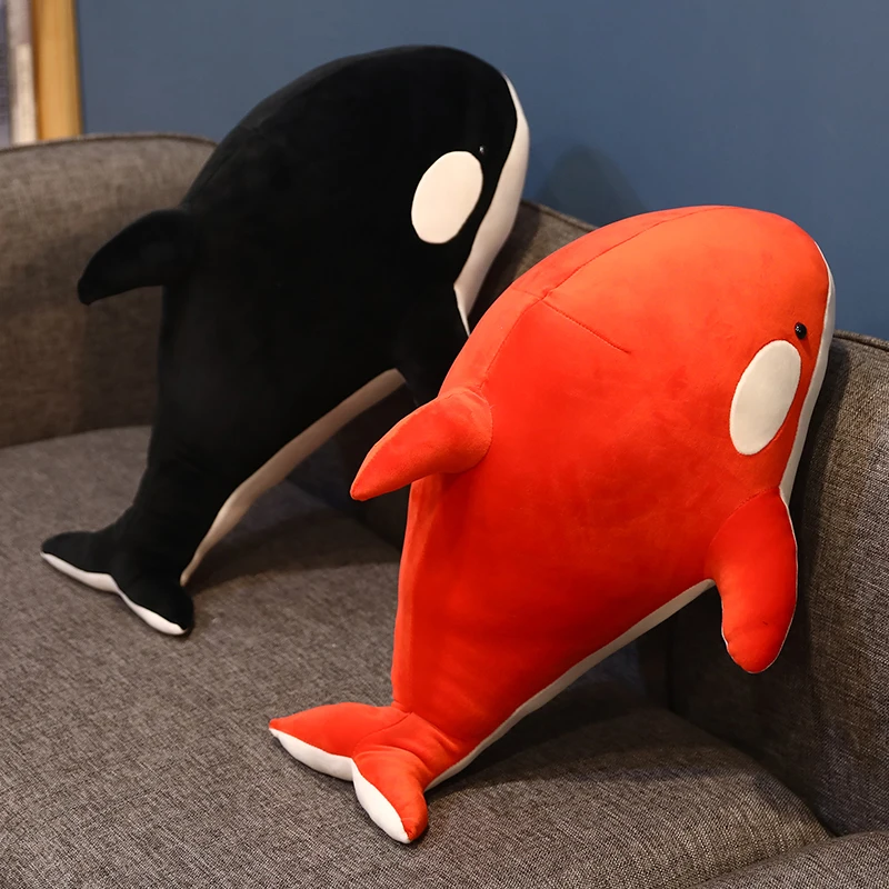 

New Nice 60/80cm Black And Red Whale Plush Toys Big Killer Whale Doll Soft Cushion Stuffed Sea Animals Children Birthday Gift