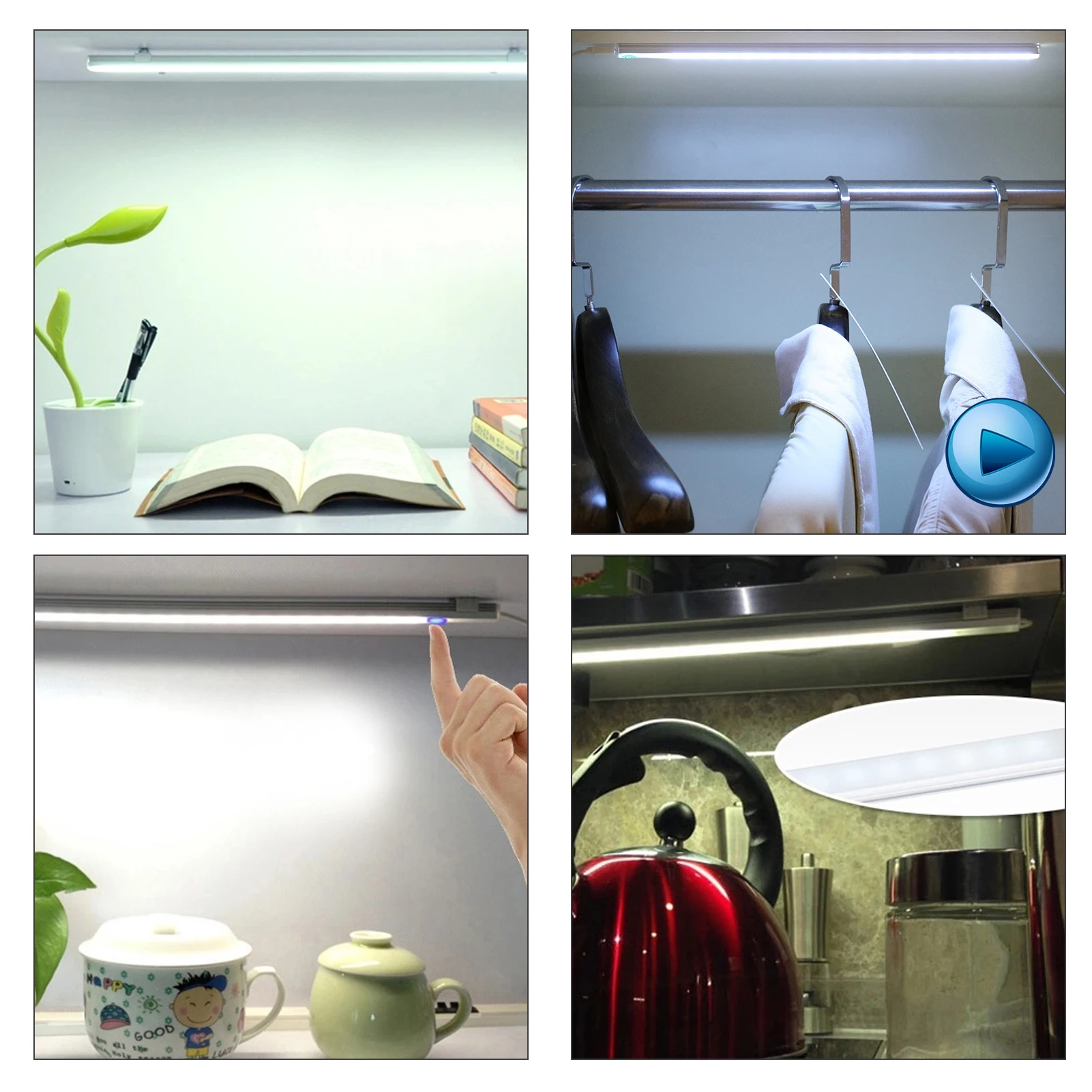 

21 LEDs Cabinet Lamp Night Light Slim Seneitive Touching Control Stepless Dimmable USB Charging for Living Room Cupboard Asile