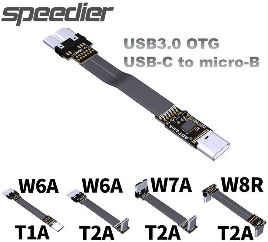

ADT Новый Щит USB 3,0 Тип C к USB Micro B плоский ленточный кабель FFC FPV штекер-гнездо складной Прямой Угловой строчный кабель OTG
