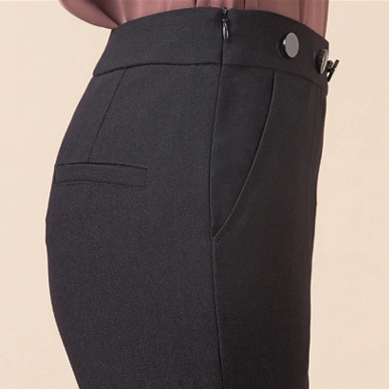 brand hot sale autumn winter flared pants women high waist plus large size slit black suit trousers long lengthen for tall women free global shipping