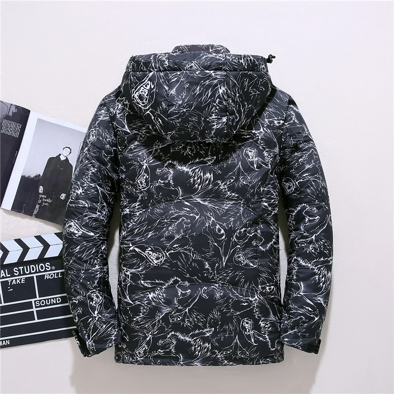 White Duck Down Jackets Men Winter Warm Parka Camouflage Overcoat Casual Slim Hooded Doudoune Homme Thermal Windbreaker Jacket