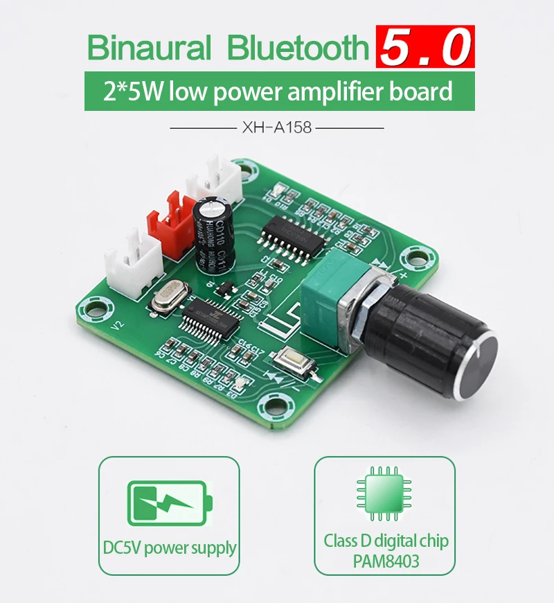 KYYSLB DC5V 2*5W XH A158 Ultra Clear Bluetooth 5 0 Плата усилителя PAM8403 низкая мощность DIY Беспроводная