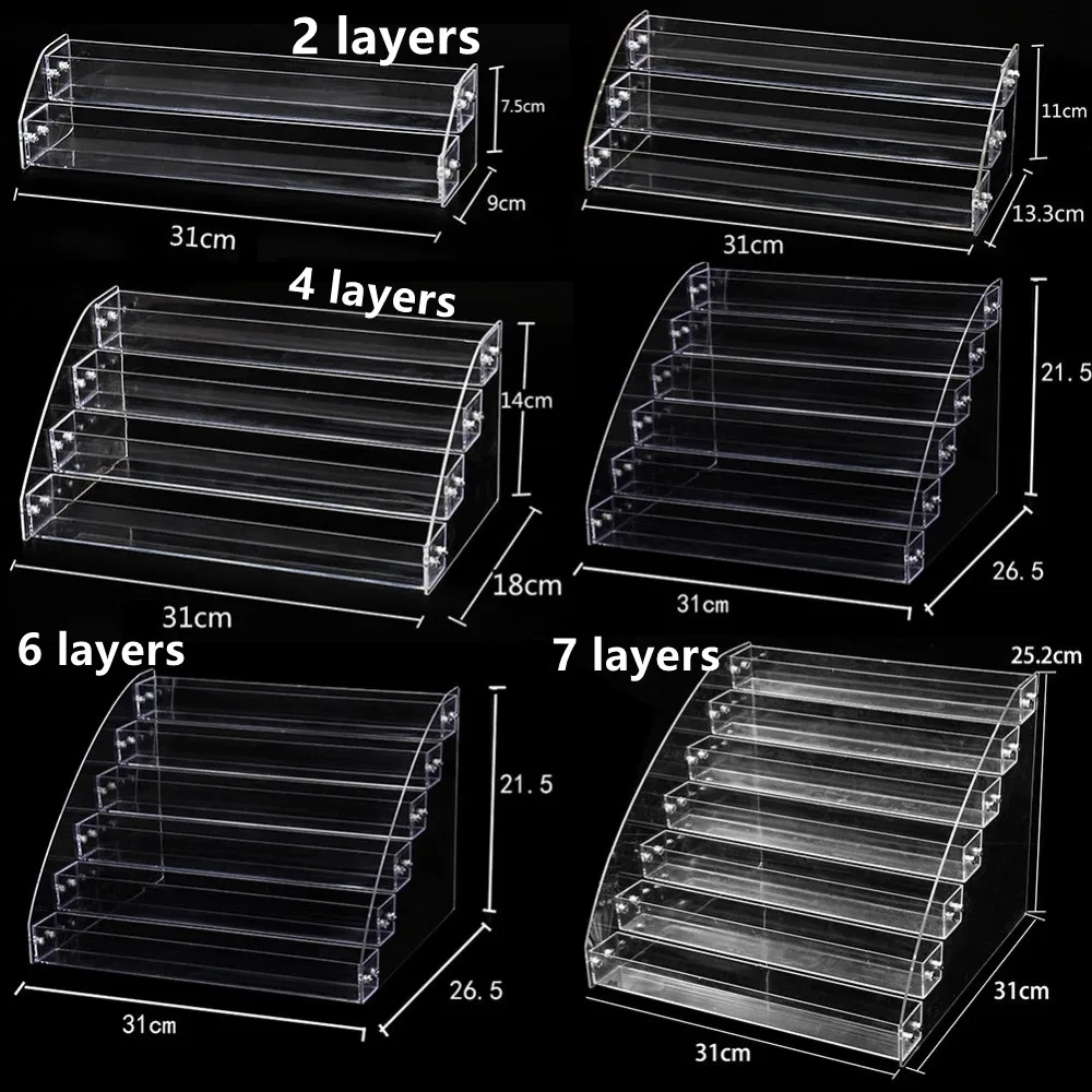 

2 To 7 Tier Acrylic Nail Polish Rack Tabletop Display Stand Clear Lipstick Holder Essential Oils Shelf Makeup Storage Organizer
